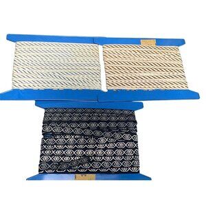 Vintage Assorted Decorative 1/2 inch Gold Silver Black Trim Ribbon Set